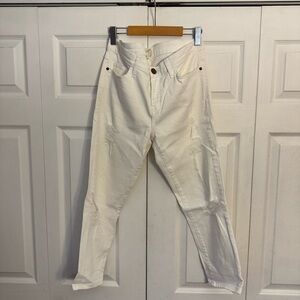Current/Elliott The Stiletto in Sugar Destroy White Cotton Jeans 32